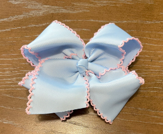 BLUE  HAIRBOW w/ PINK  MOONSTICH