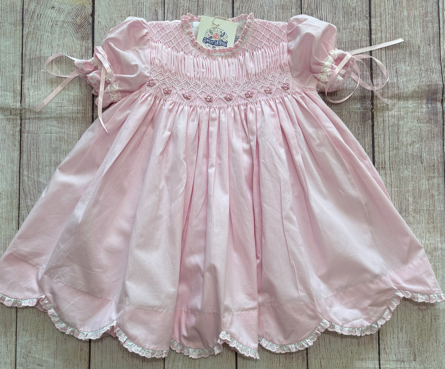 PINK SMOCKED DRESS w/ FLOWERS & RIBBONS // ETA EARLY TO MID DECEMBER // (po211 extras)