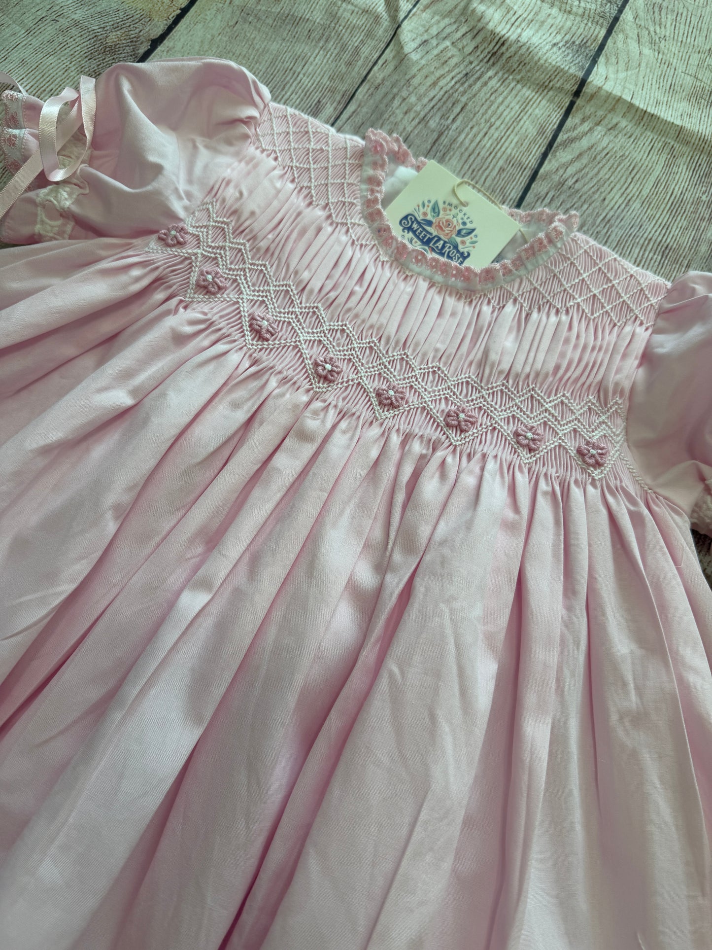 PINK SMOCKED DRESS w/ FLOWERS & RIBBONS // ETA EARLY TO MID DECEMBER // (po211 extras)