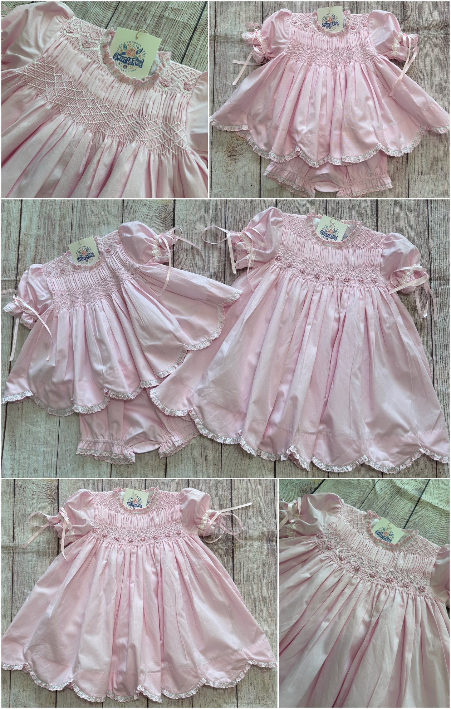 PINK SMOCKED DRESS w/ FLOWERS & RIBBONS // ETA MID APRIL // (po215)