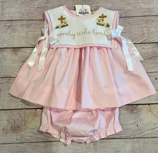 WORTHY IS THE LAMB BLOOMER SET (fully lined) (211a)
