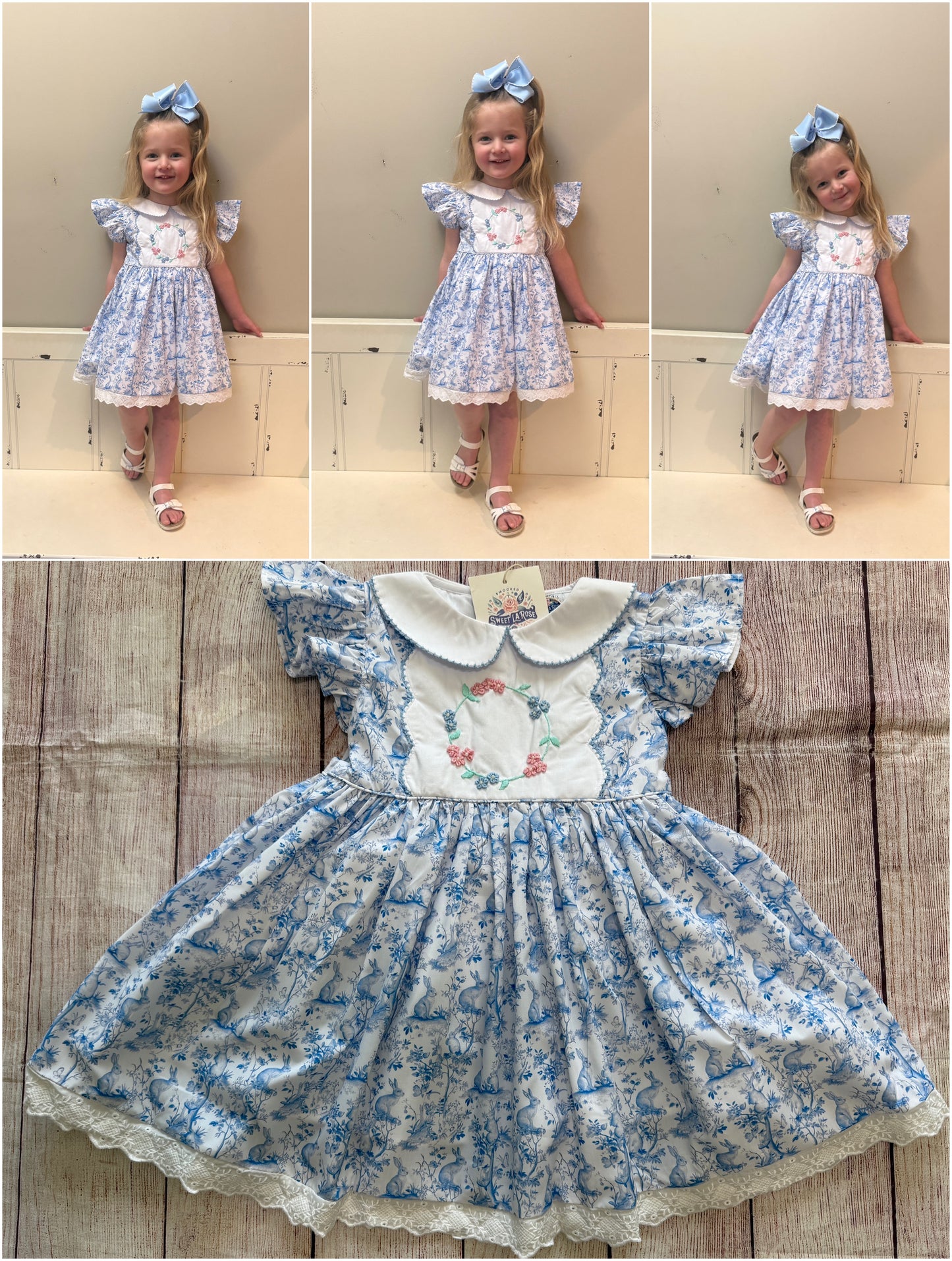 BLUE FLORAL EASTER BUNNY DRESS // ETA EARLY TO MID DECEMBER // (po211 extras)