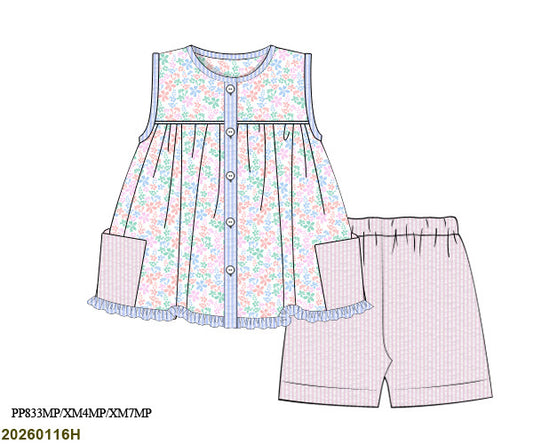 PINK, MINT, BLUE FLORAL SHORT SET WITH POCKETS // ETA LATE APRIL TO EARLY MAY (po216)