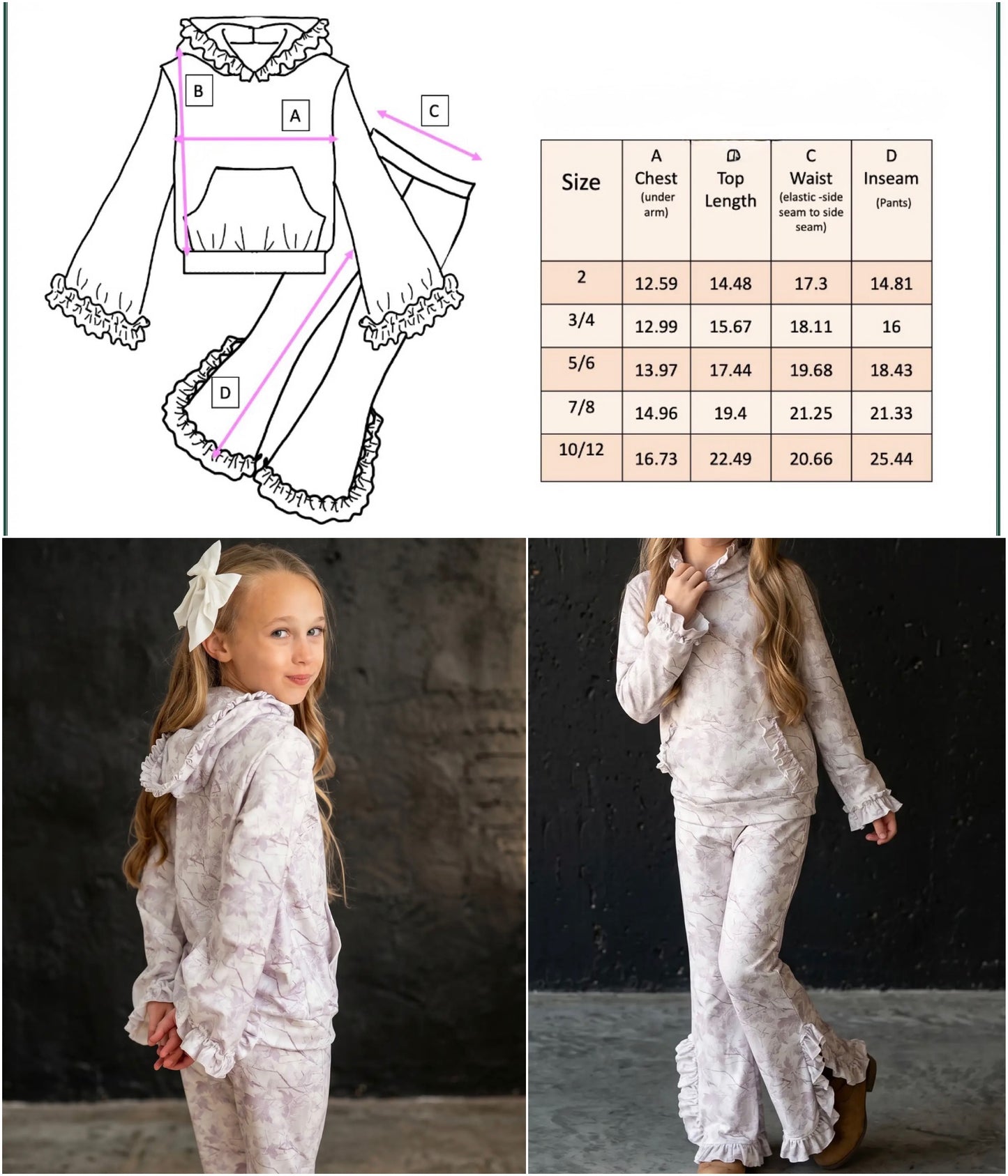 LIGHT GRAY CAMO HOODED RUFFLE POCKET JOGGER SET (hood)