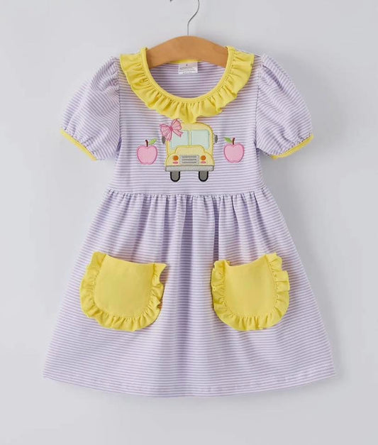 LAVENDER & YELLOW SCHOOL BUS KNIT DRESS // ETA LATE APRIL TO EARLY MAY (backtoschool)