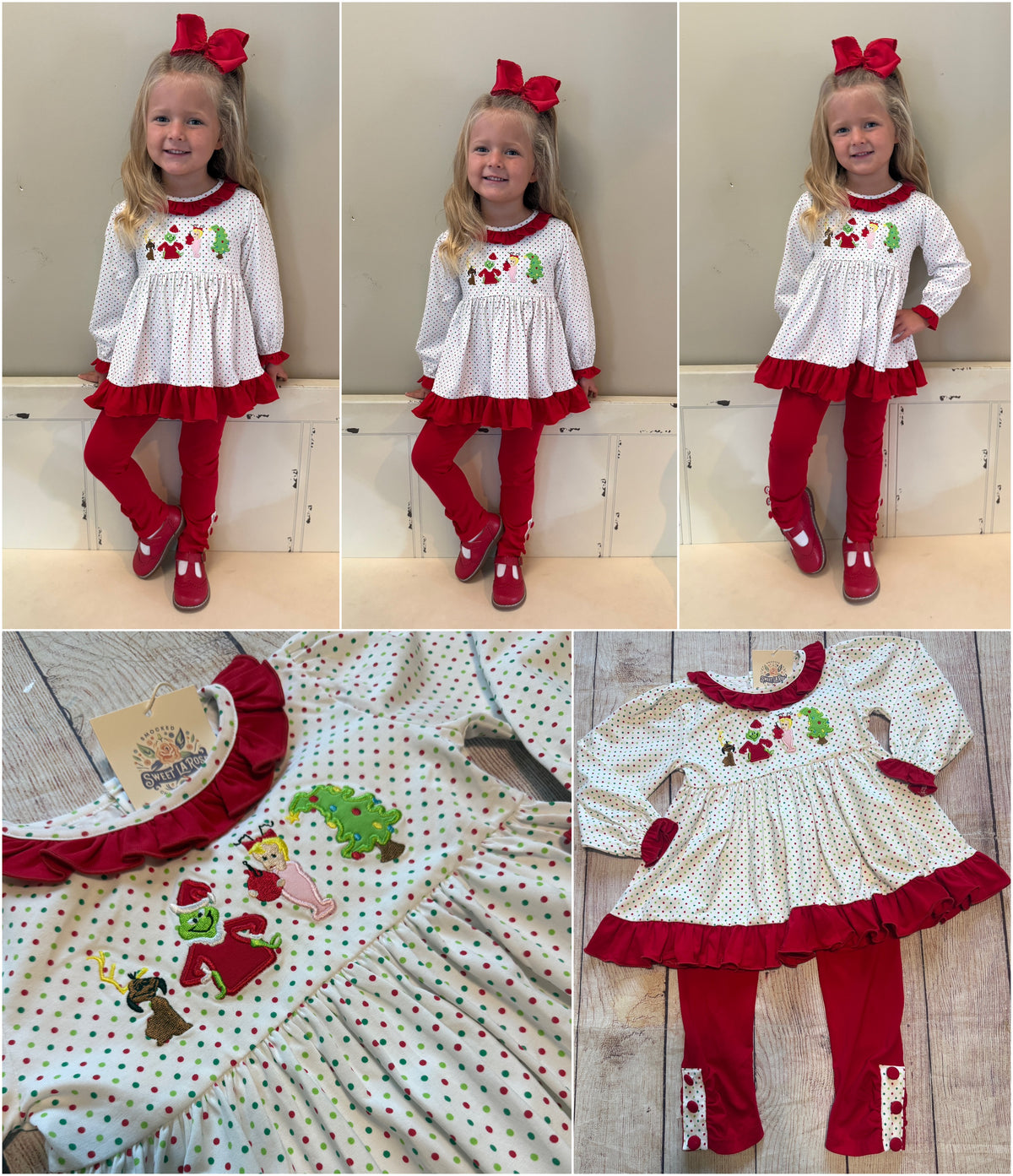 GRINCH APPLIQUE KNIT PANT SET