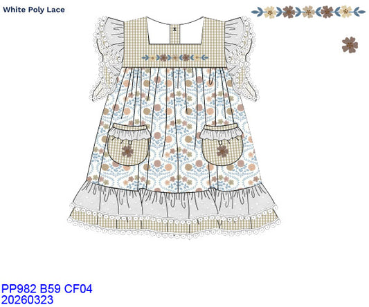 BLUE & KHAKI FLORAL LACE DRESS WITH POCKETS // ETA MID TO LATE JUNE (po220)