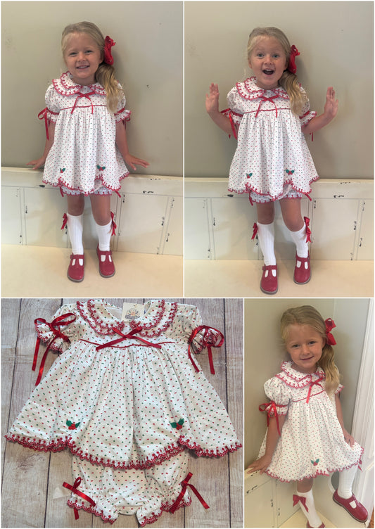 RED & GREEN SWISS DOT BLOOMER SET (FULLY LINED)