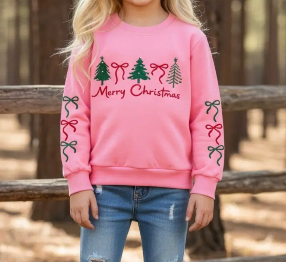 PINK BOW MERRY CHRISTMAS SWEATSHIRT (holiday)