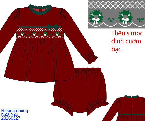 RED / GREEN VELVET BOW BLOOMER SET // ETA LATE AUGUST (po224)