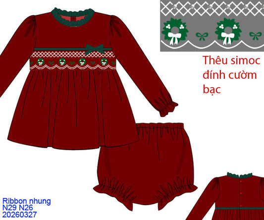 RED / GREEN VELVET BOW BLOOMER SET // ETA LATE AUGUST (po224)