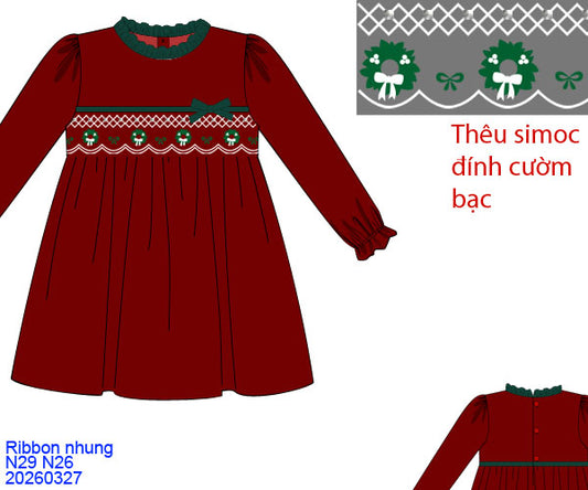 RED / GREEN VELVET BOW DRESS // ETA LATE AUGUST (po224)