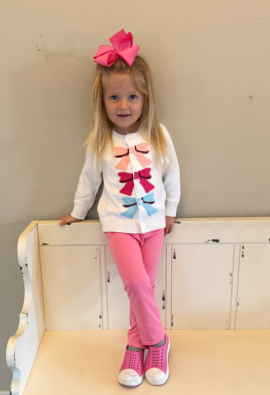 WHITE BOW CARDIGAN SWEATER (#5)