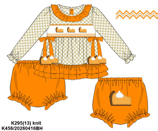 PUMPKIN PIE HAND SMOCKED BLOOMER SET w/ TIES // ETA LATE AUGUST (po224)