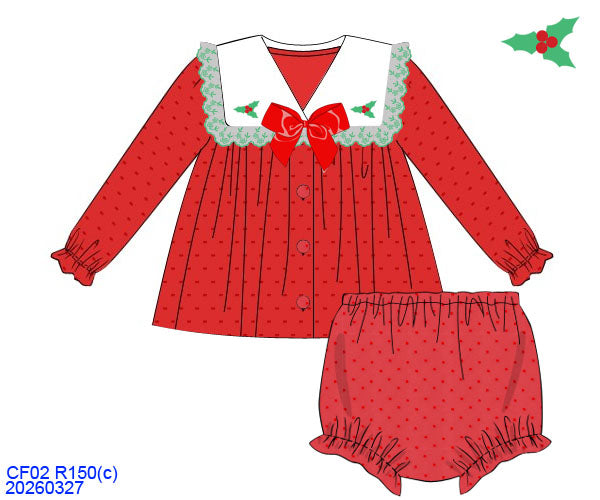 RED SWISS DOT BLOOMER SET // ETA EARLY TO MID JULY
