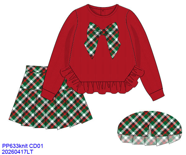 RED / GREEN PLAID BOW SKIRT SET // ETA EARLY TO MID JULY