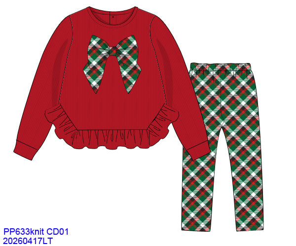 RED / GREEN PLAID BOW PANT SET // ETA EARLY TO MID JULY