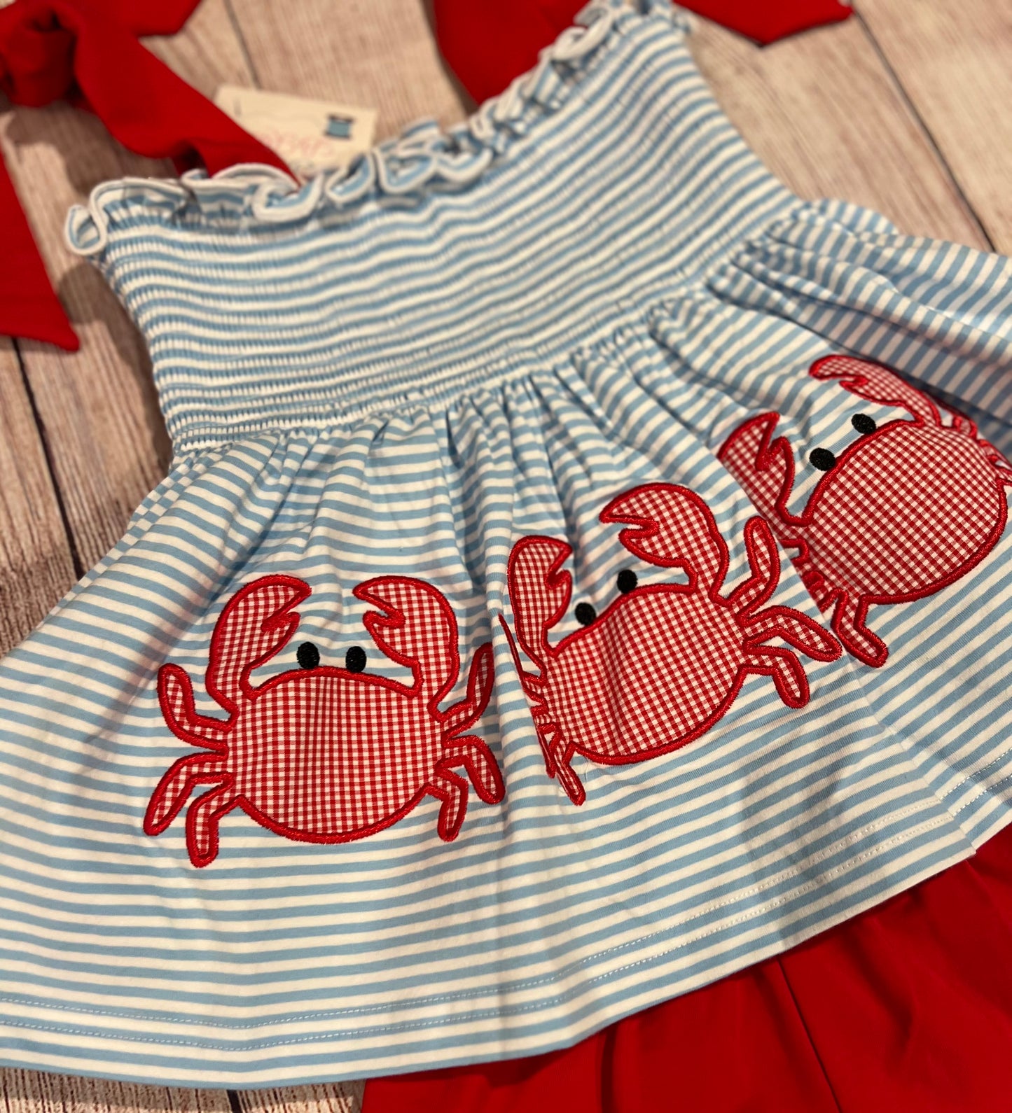 RED / BLUE STRIPE CRAB SHORT SET