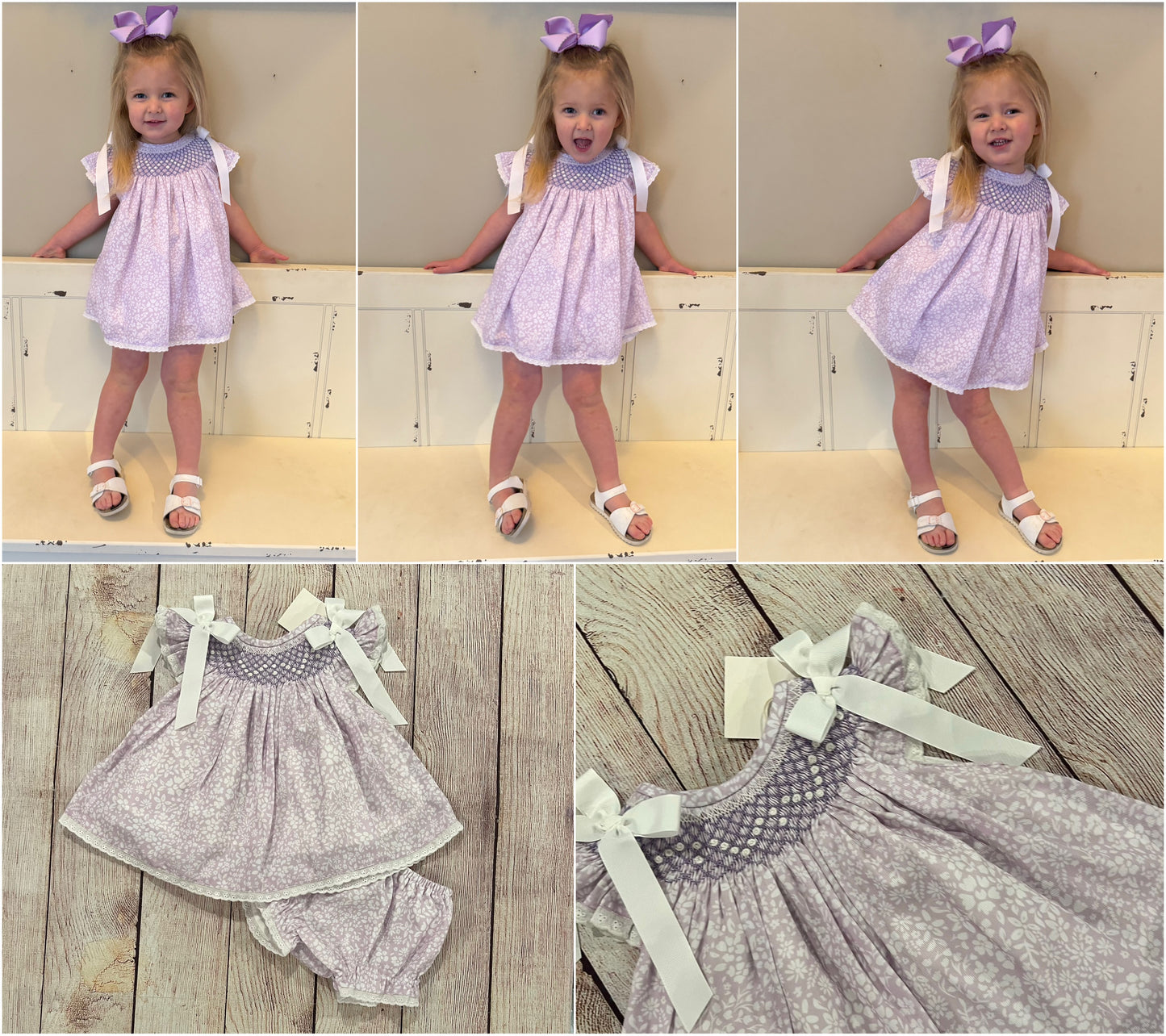 LAVENDER FLORAL GEOMETRIC BLOOMER SET w/ RIBBONS ( ETA LATE JAN / EARLY FEB) (po193 extras)