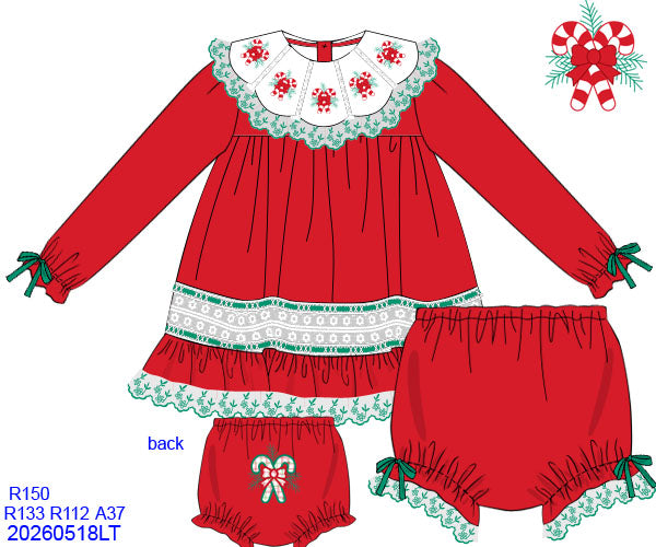 CANDY CANE LACE COLLAR BLOOMER SET // ETA LATE AUGUST (po224)