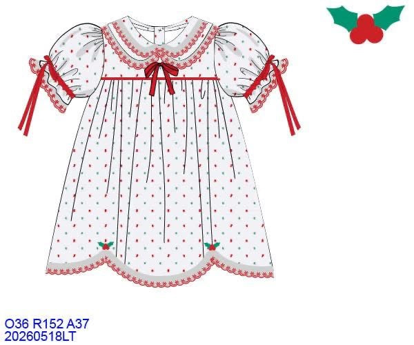 RED & GREEN SWISS DOT DRESS w/ LACE// ETA LATE AUGUST (po224)