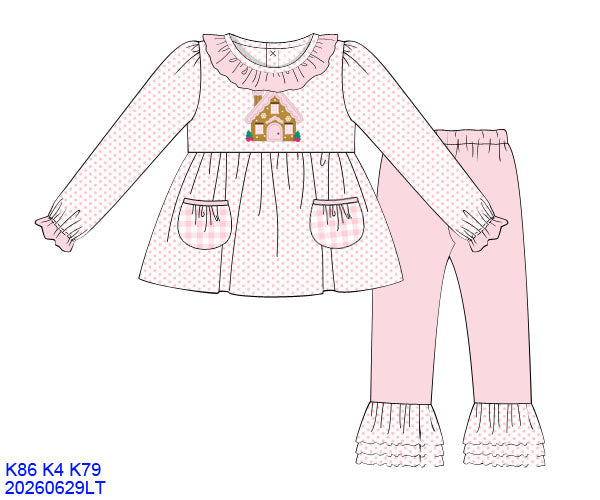 GINGERBREAD APPLIQUE PANT SET w/ POCKETS & RUFFLES // ETA EARLY TO MID OCTOBER (po225)