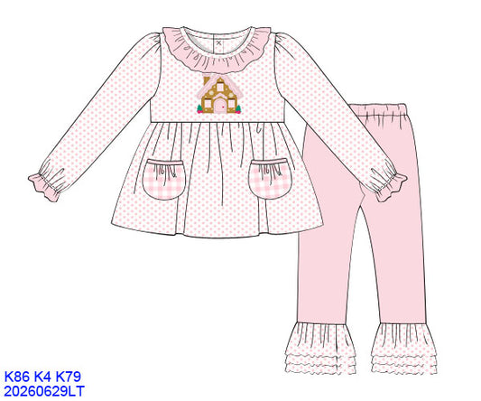 GINGERBREAD APPLIQUE PANT SET w/ POCKETS & RUFFLES // ETA EARLY TO MID OCTOBER (po225)