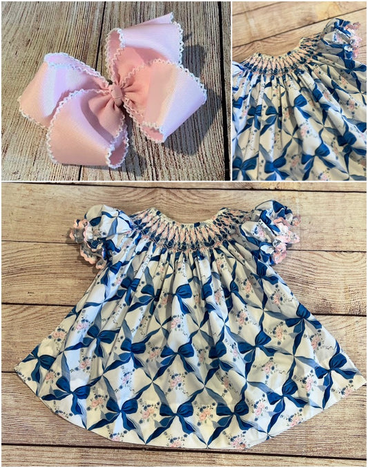 BLUE & PINK BOW GEOMETRIC DRESS // ETA MID TO LATE MAY (geo)