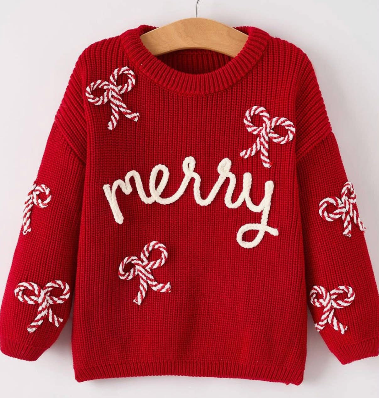 RED MERRY CANDY CANE PULLOVER SWEATER // ETA LATE AUGUST TO EARLY SEPT (PJS)