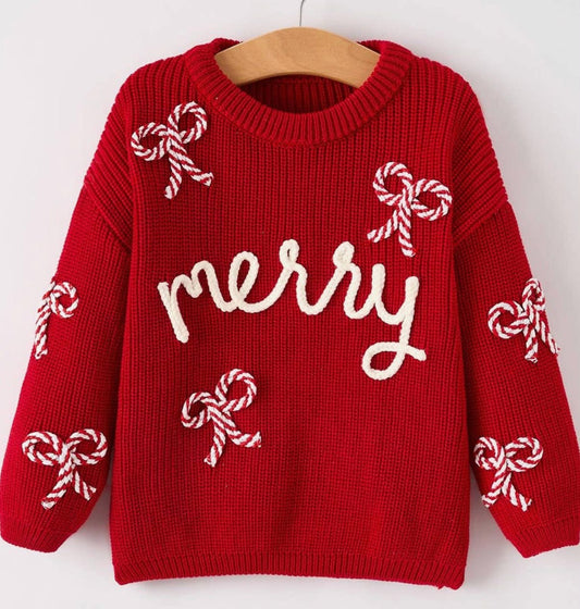 RED MERRY CANDY CANE PULLOVER SWEATER // ETA LATE AUGUST TO EARLY SEPT (PJS)