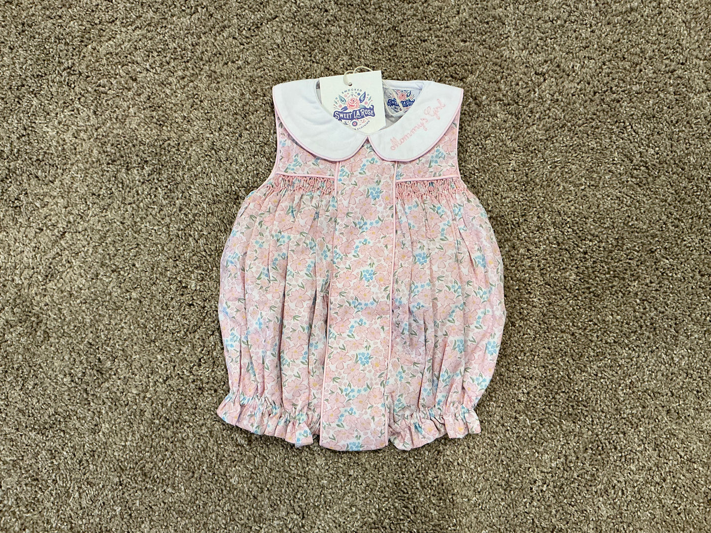 PINK FLORAL MOMMY'S GIRL COLLAR BUBBLE (FULLY LINED)