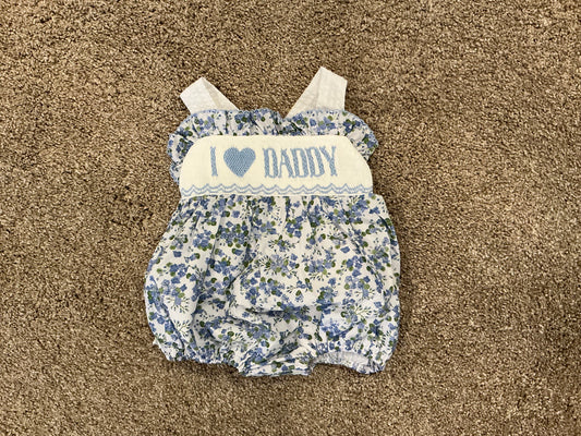 BLUE FLORAL DADDY’S GIRL BUBBLE (FULLY LINED)