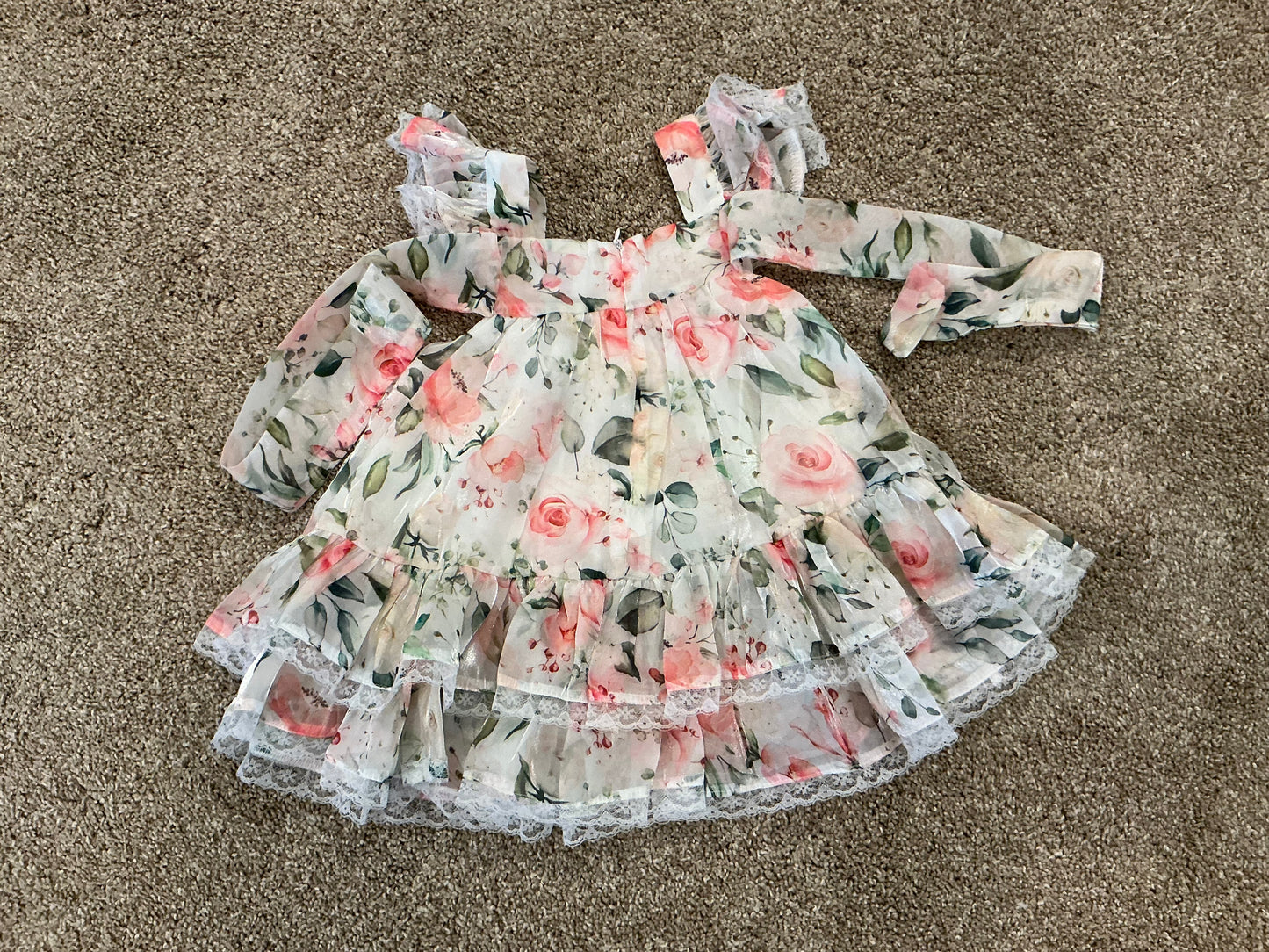 PEACH FLORAL CHIFFON BLOOMER SET (FULLY LINED)
