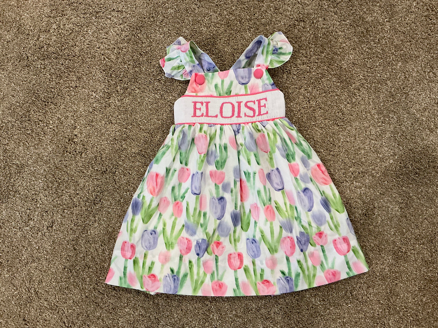 HAND SMOCKED “ELOISE” TULIP DRESS (fully lined)