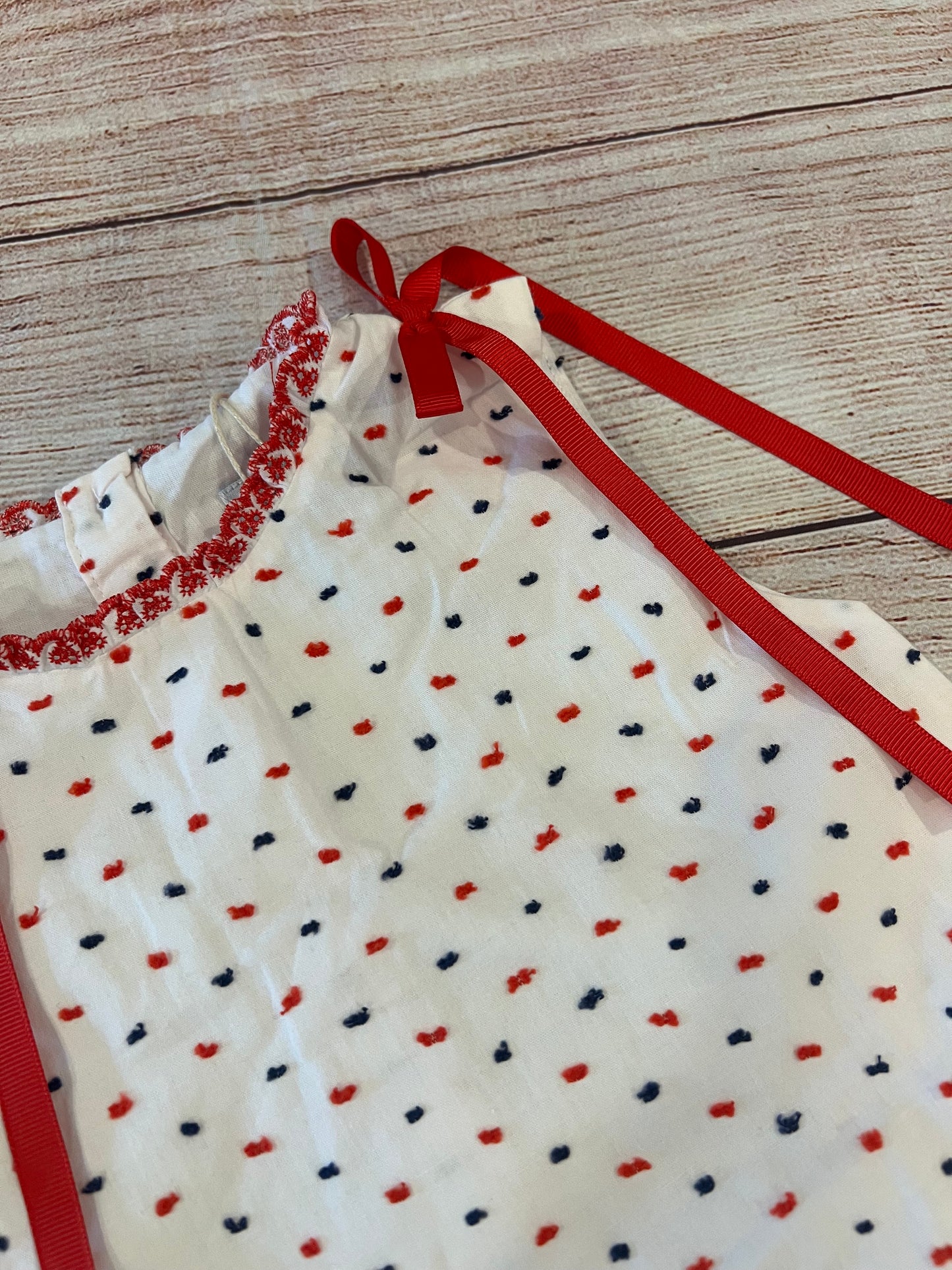 RED / NAVY DOT SWISS BLOOMER SET ( fully lined )