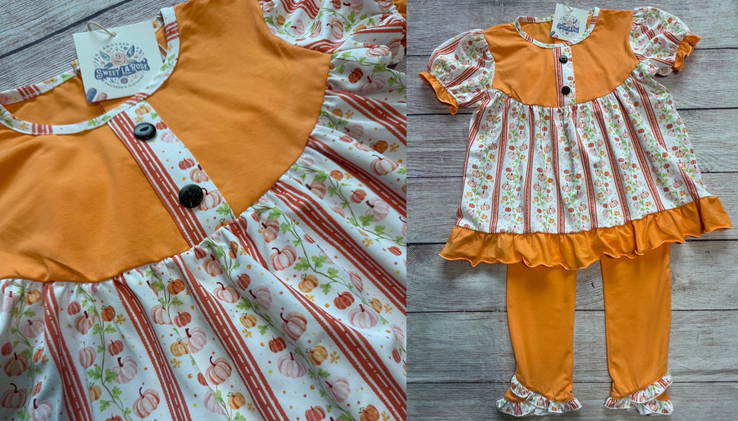 ORANGE & PINK STRIPE PUMPKIN PANT SET