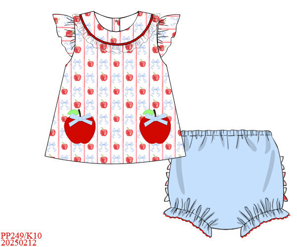 APPLE POCKET KNIT BLOOMER SET // ESTIMATED TO SHIP FROM THE VENDOR LATE MAY to EARLY JUNE (school)