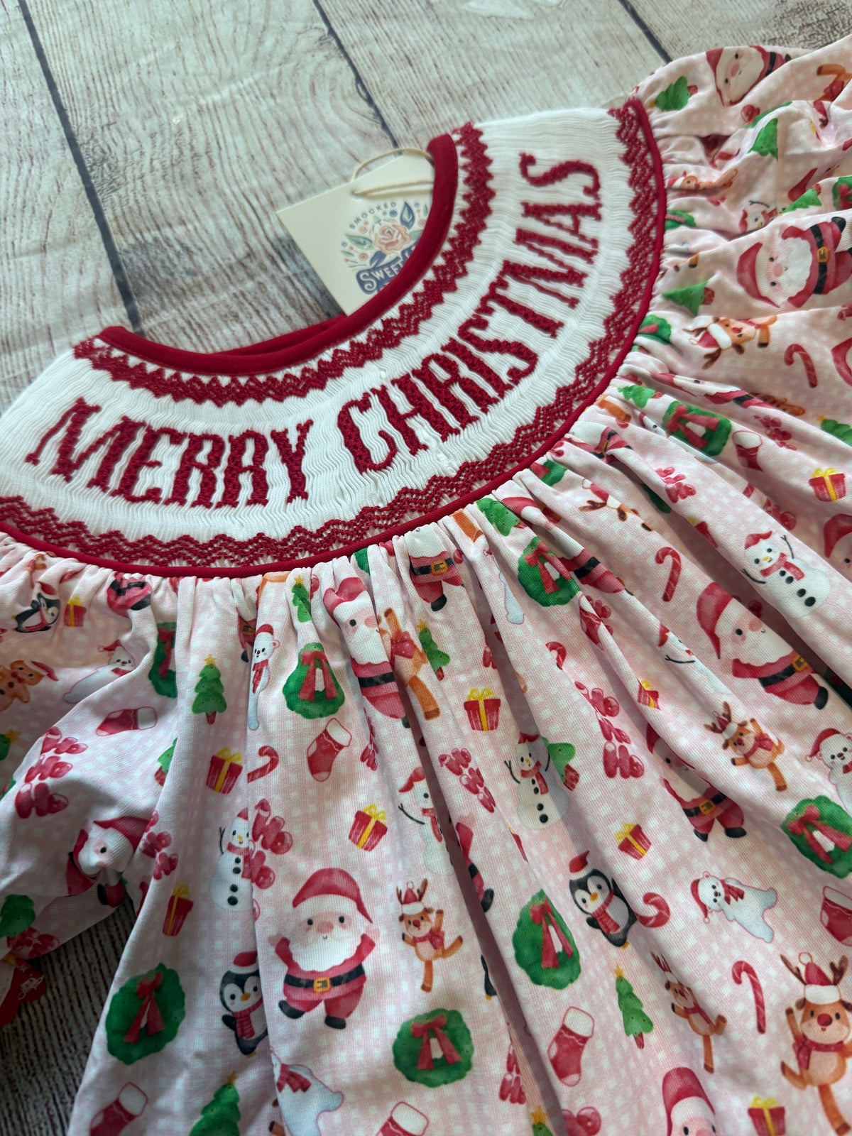 MERRY CHRISTMAS HAND SMOCKED PANT SET (po225extras)