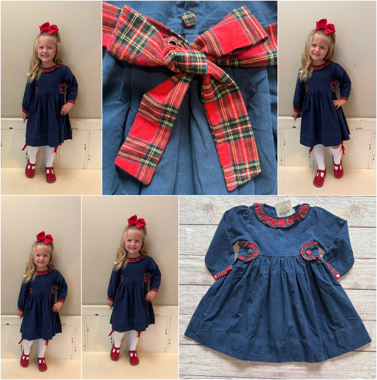 NAVY CORDUROY FULLY LINED DRESS (po225extras)