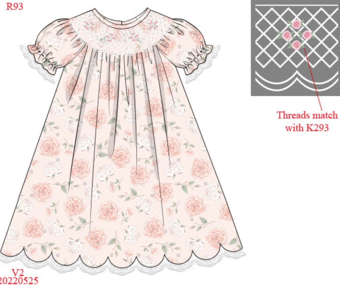 LIGHT PINK FLORAL GEOMETRIC  DRESS w LACE (birthday)