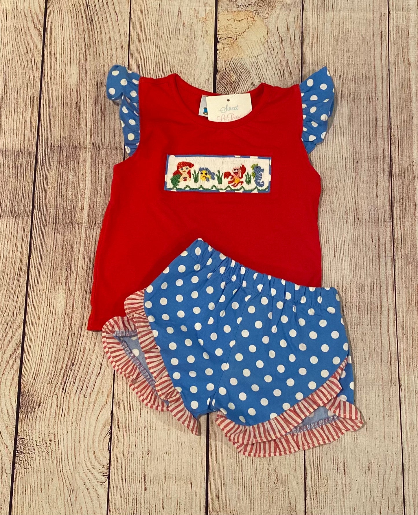 BLUE POLKA DOT MERMAID SHORT SET // ETA EARLY TO MID APRIL (character)