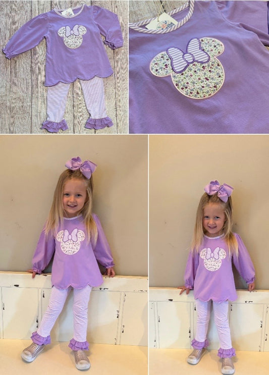 LAVENDER MOUSE KNIT PANT SET