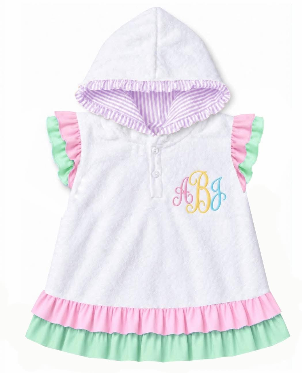 LAVENDER SEERSUCKER HOODED COVERUP w/ MONOGRAM (birthday)
