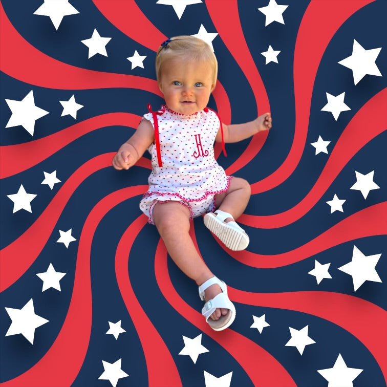 RED / NAVY DOT SWISS BLOOMER SET ( fully lined )