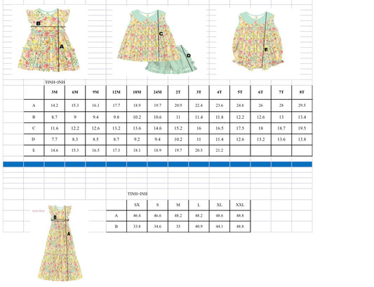 SIZE CHARTS FOR THE FLORAL PREORDER
