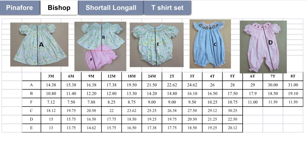 SIZE CHARTS FOR THE FLORAL PREORDER